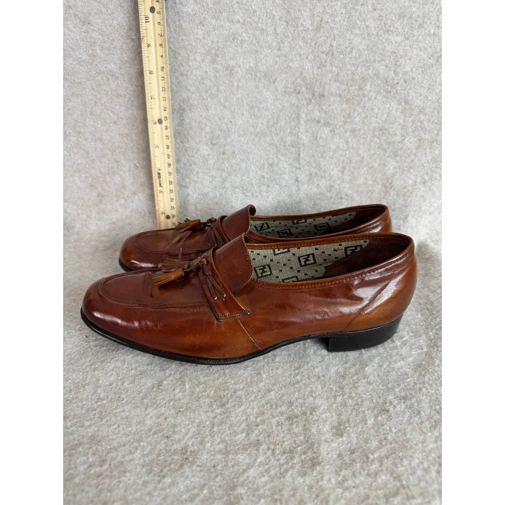 Florsheim Designer Collection Mens 9.5 C Tassel Loafer Leather Brown Dress Shoes
